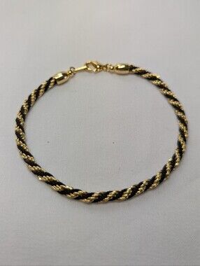 Gold & Black Twisted Rope Bracelet - Women's Fashion Jewelry